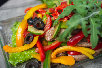 Fresh salad from chopped vegetables.