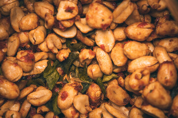 Close up of delicious spicy fried peanut. 