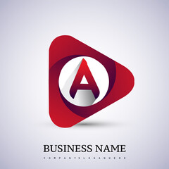 logo letter A red colored in the triangle shape, Vector design template elements for your Business or company identity.