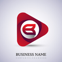 logo letter E red colored in the triangle shape, Vector design template elements for your Business or company identity.