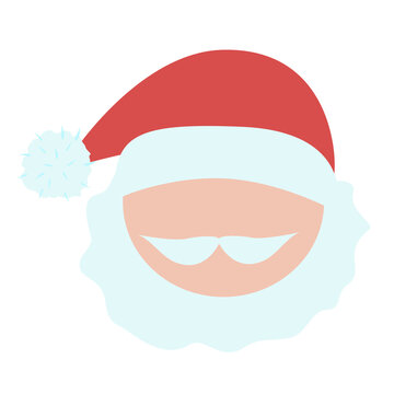 Head of Santa Claus. Icon, sticker for collage and web design. The symbol of the new year and merry christmas. Graphic drawing. Cartoon style