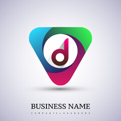 Obraz premium D letter colorful logo in the triangle shape, Vector design template elements for your Business or company identity.