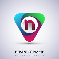 N letter colorful logo in the triangle shape, Vector design template elements for your Business or company identity.