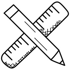 
Doodle icon pencil and scale for drafting 
