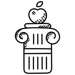 
Conceptual icon design of apple on a pillar, education 
