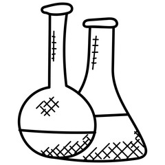 
Two conical flasks with chemicals concept of chemistry science 
