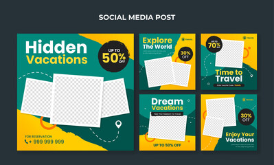 Travel and tourism banner for social media post template