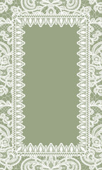 Template of greeting or wedding invitation card with lace frame
