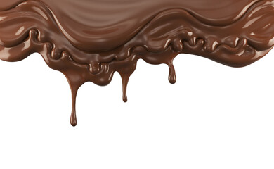 Pouring Chocolate Dripping on white Background