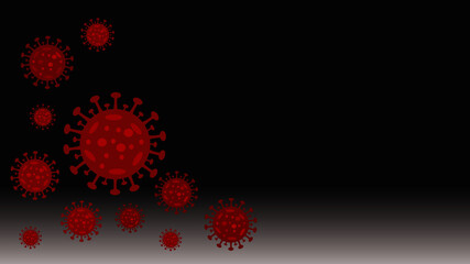 Vector EPS : Red Viruscorona with black background.COVID-19 