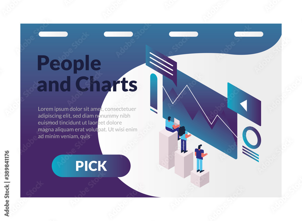 Sticker people and charts with templates and pick button