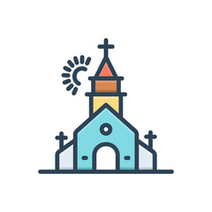 Color illustration  icon for church