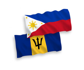 Flags of Barbados and Philippines on a white background