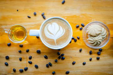 latte coffee on the morning