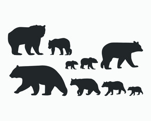 Bear Family vector, mama bear, printable bear, silhouette, baby bear, bear clipart, bear vector, brother bear, silhouette