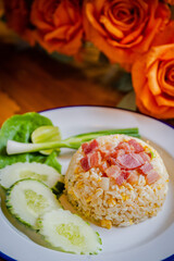 fried rice pork and bacon