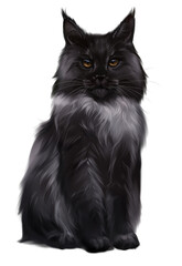 Black and white cat Maine Coon