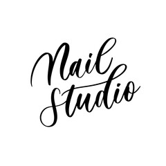 Nail studio - vector calligraphic inscription with smooth lines for the names and logos of firms,labels and design shops, beauty salons, hairdressers and your business.