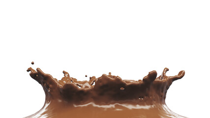 Chocolate Splash with droplets 3d rendering. 3d illustration.