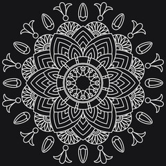 Mandala black and white illustration for coloring