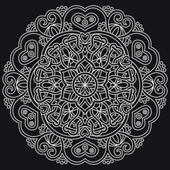 Mandala black and white illustration for coloring