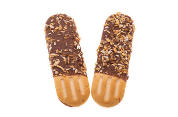 biscuit sticks in chocolate isolated