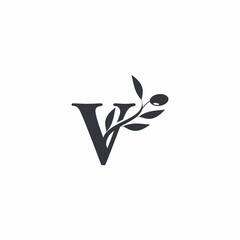 letter V with the olive oil logo