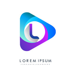 L letter colorful logo in the triangle shape, Vector design template elements for your Business or company identity.