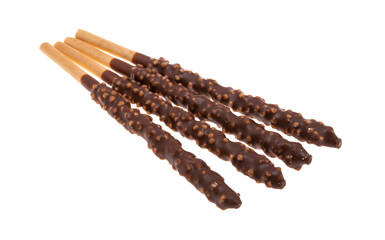 biscuit sticks in chocolate isolated
