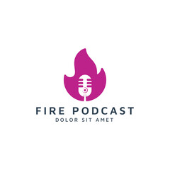 fire podcast negative space logo design