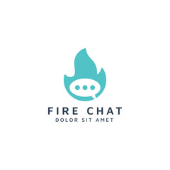 fire and chat negative space logo design