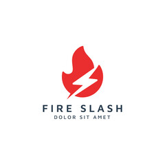fire and lightning negative space logo design