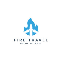 fire travel negative space logo design