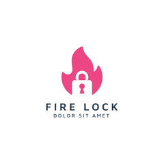 fire and key lock negative space logo design