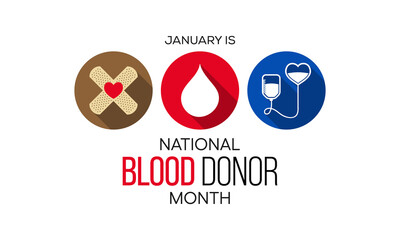 Vector illustration on the theme of National Blood Donor month observed each year during January.