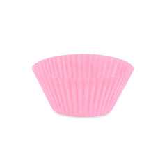 White paper cupcake or muffin form isolated on white background. Cake cup, silicone mold, bakeware.