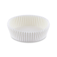 White paper form isolated on white background. Cake cup, silicone mold, bakeware.