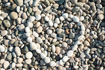 Heart of stones. Round stones on the beach.