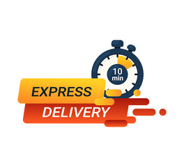 Express delivery vector banner. Stopwatch on 10 min. 