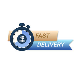 Fast delivery vector banner. Stopwatch on 40 min. 