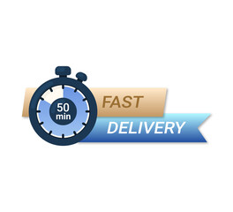 Fast delivery vector banner. Stopwatch on 50 min. 
