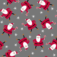 Seamless pattern. Santa Claus on a on gray background.