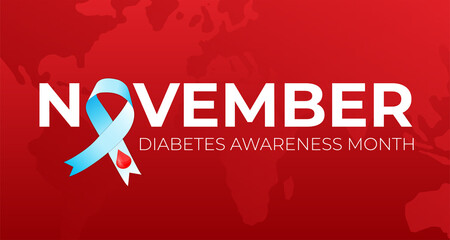 November Diabetes Awareness Month Background Illustration with Ribbon