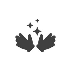 Magic hands trick vector icon. filled flat sign for mobile concept and web design. Magical hand with stars glyph icon. Symbol, logo illustration. Vector graphics