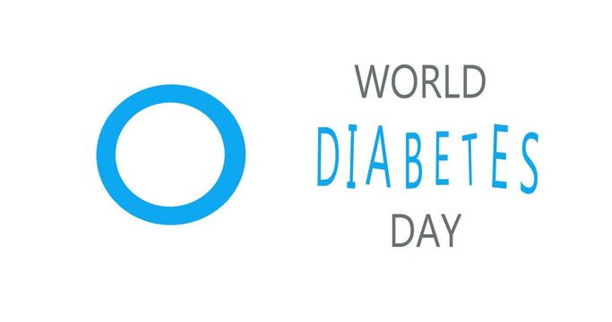 World diabetes day. Blue ribbon DIABETES. Modern style logo illustration for november month awareness campaigns.