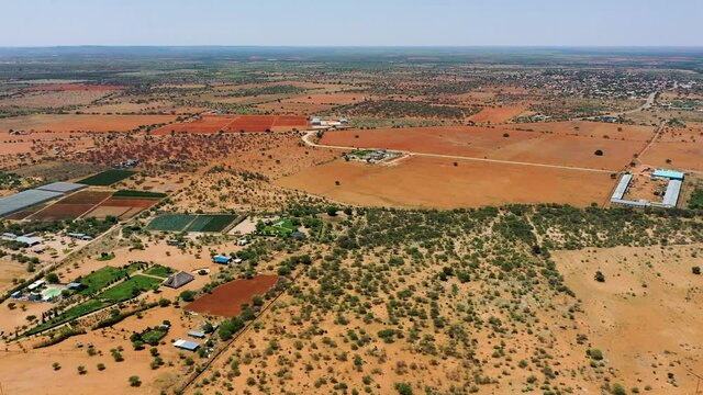 Southern Africa, Botswana, aerial view of an agricultural area near Gaborone city
