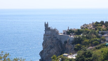 Fototapeta na wymiar Swallow Nest castle on the rock over the Black Sea. Gaspra. Crimea.