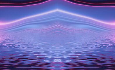Abstract ultraviolet blank background, neon light. Blue and pink color gradient, lines and rays, oblique lines. Liquid lines.