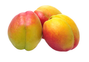 Fresh apricot fruits isolated on white background