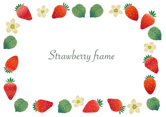 illustration frame of strawberry and flowers